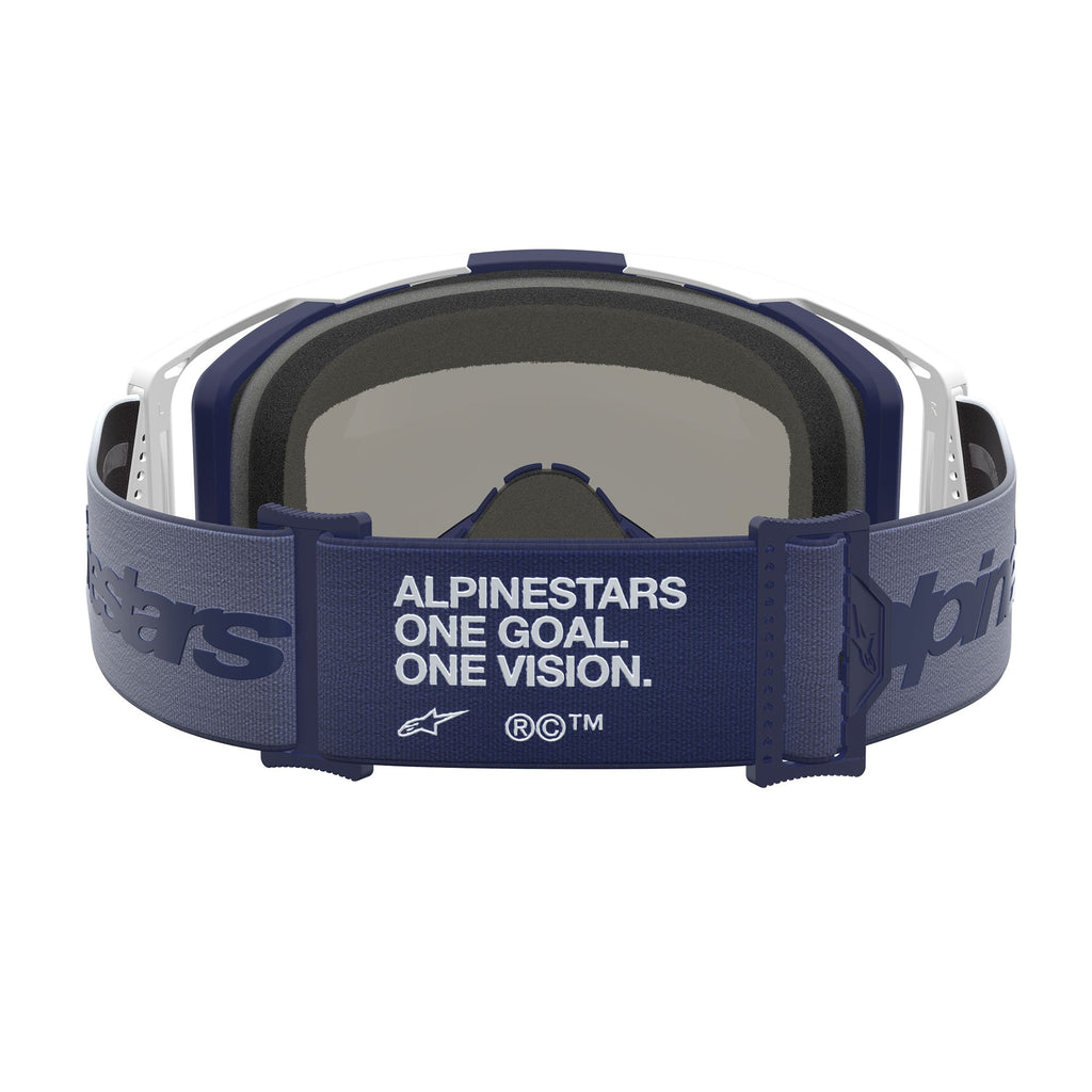 Alpinestars Vision 8 AMBER MX Goggles (Navy/White) Mirror Blue Lens