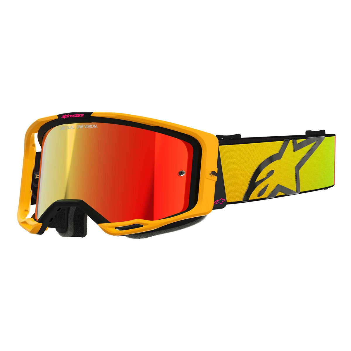 Alpinestars Vision 8 Goggles CORP MX Goggles (Yellow/Pink) Mirror Red Lens