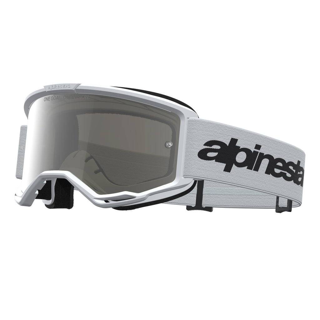 Alpinestars Vision 3 WORDMARK MX Goggles (White) Mirror Silver Lens