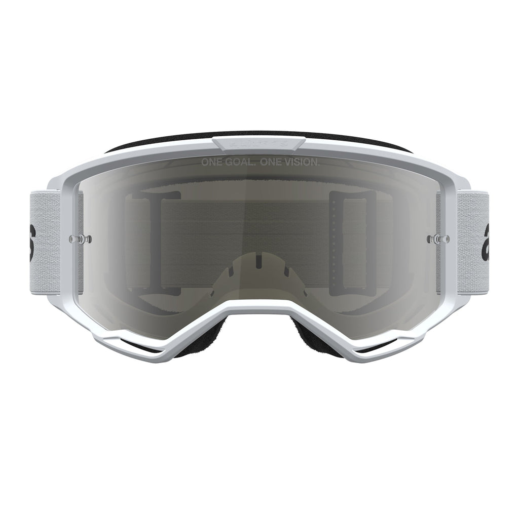 Alpinestars Vision 3 WORDMARK MX Goggles (White) Mirror Silver Lens
