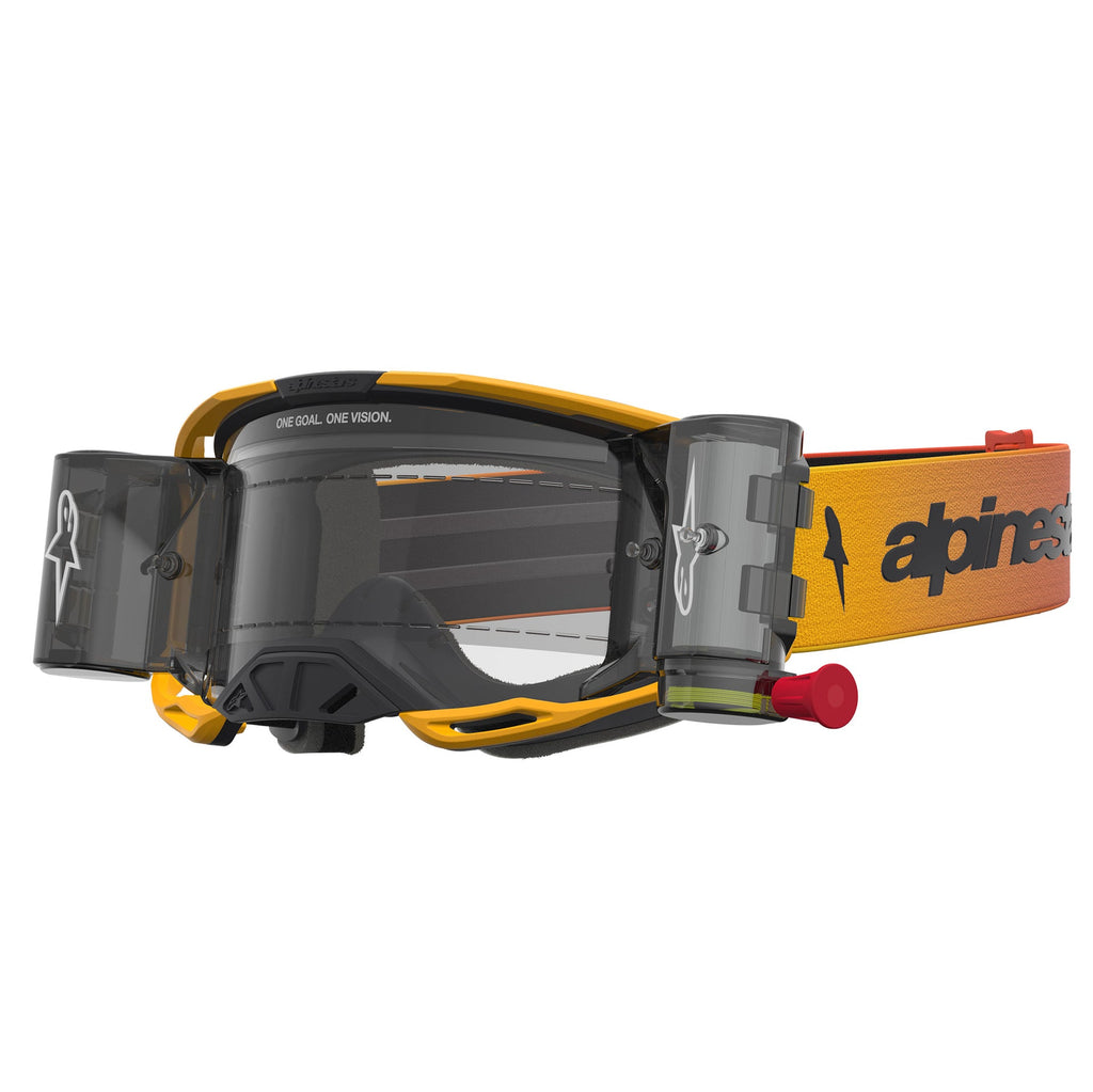 Alpinestars Vision 8 AMBER Roll-Offs MX Enduro Goggles (Fire Red/Black) Clear Lens