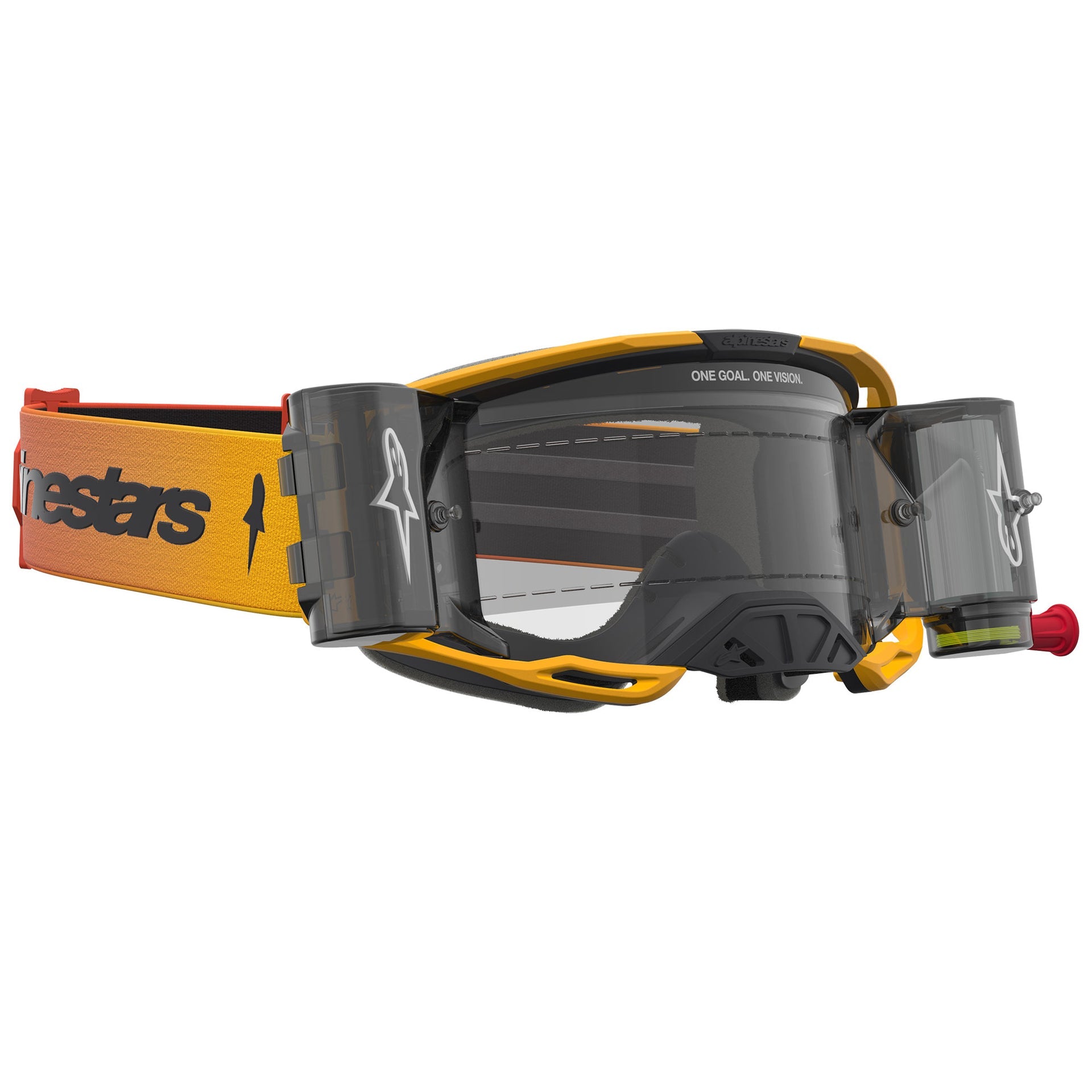 Alpinestars Vision 8 AMBER Roll-Offs MX Enduro Goggles (Fire Red/Black) Clear Lens