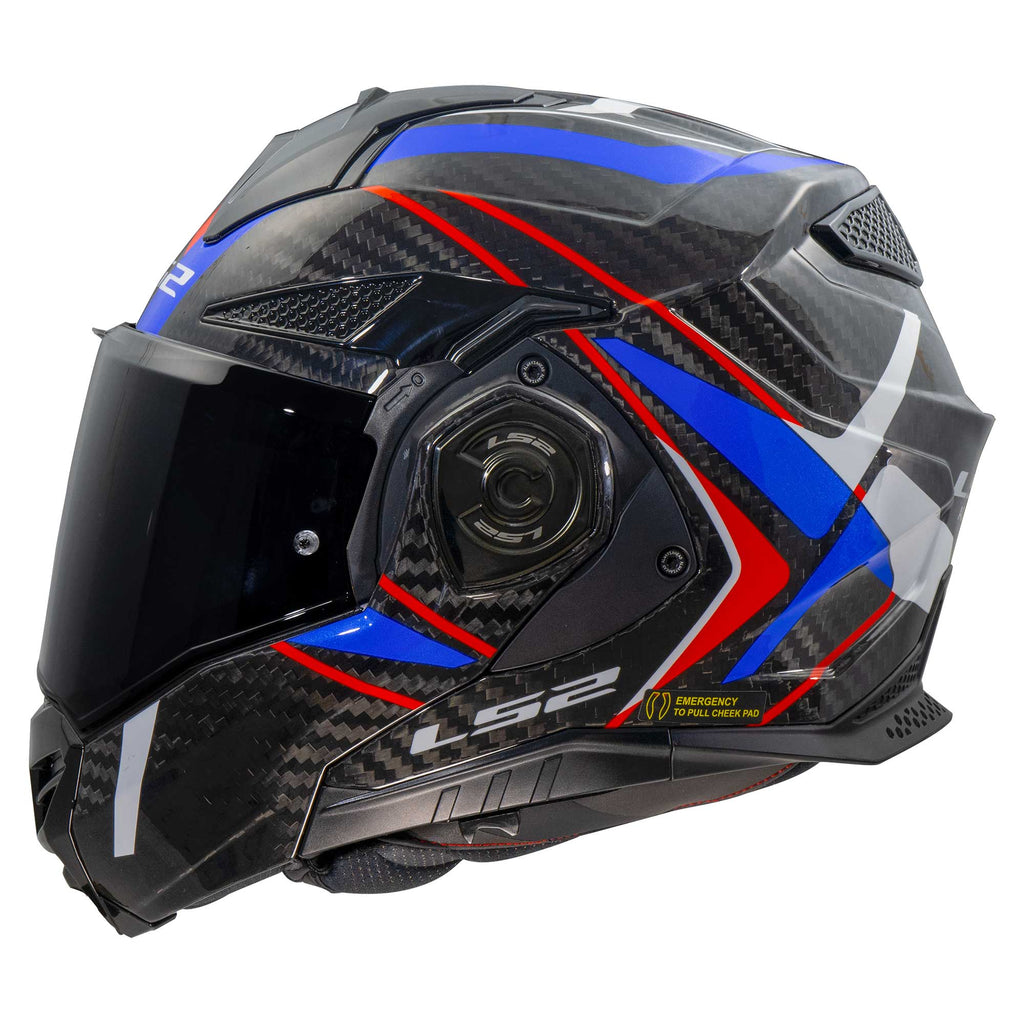 LS2 Motorcycle Touring Flip Over Helmet - FF901 Advant X - Future 2 (Carbon/White/Blue)