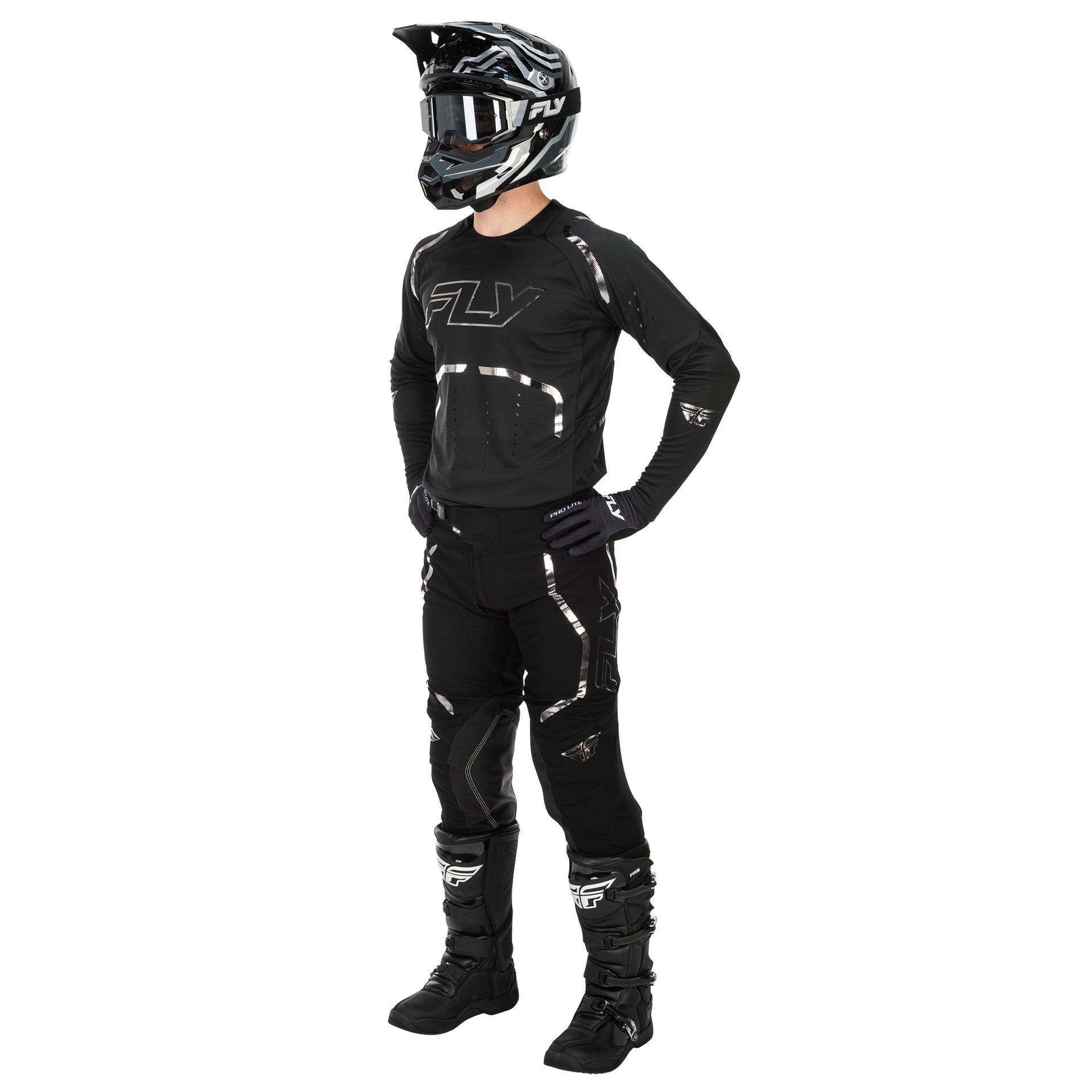 FLY MX Jersey & Pant Kit Deal - Evolution DST Spark (Black/Silver) M/32"