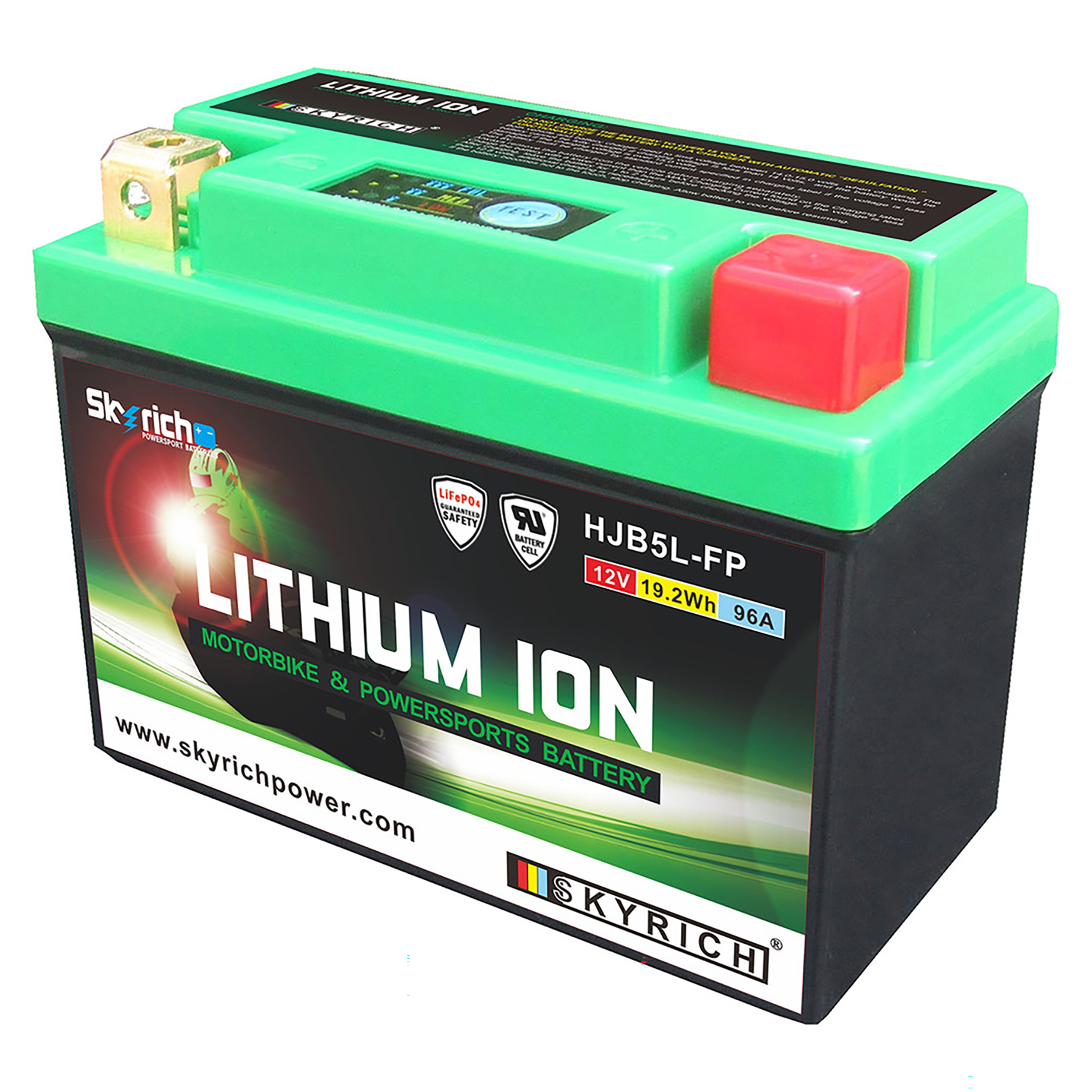 Skyrich - Lithium Battery - HJB5L-FP (Replacement for YB4L-A, YB4L-B, YB5L-B, YB6L-B, YB7C-A, 12N4-3B, 12N5-3B, 12N5.5-3B, 12N7A-3A, 12N7CZ-3D)