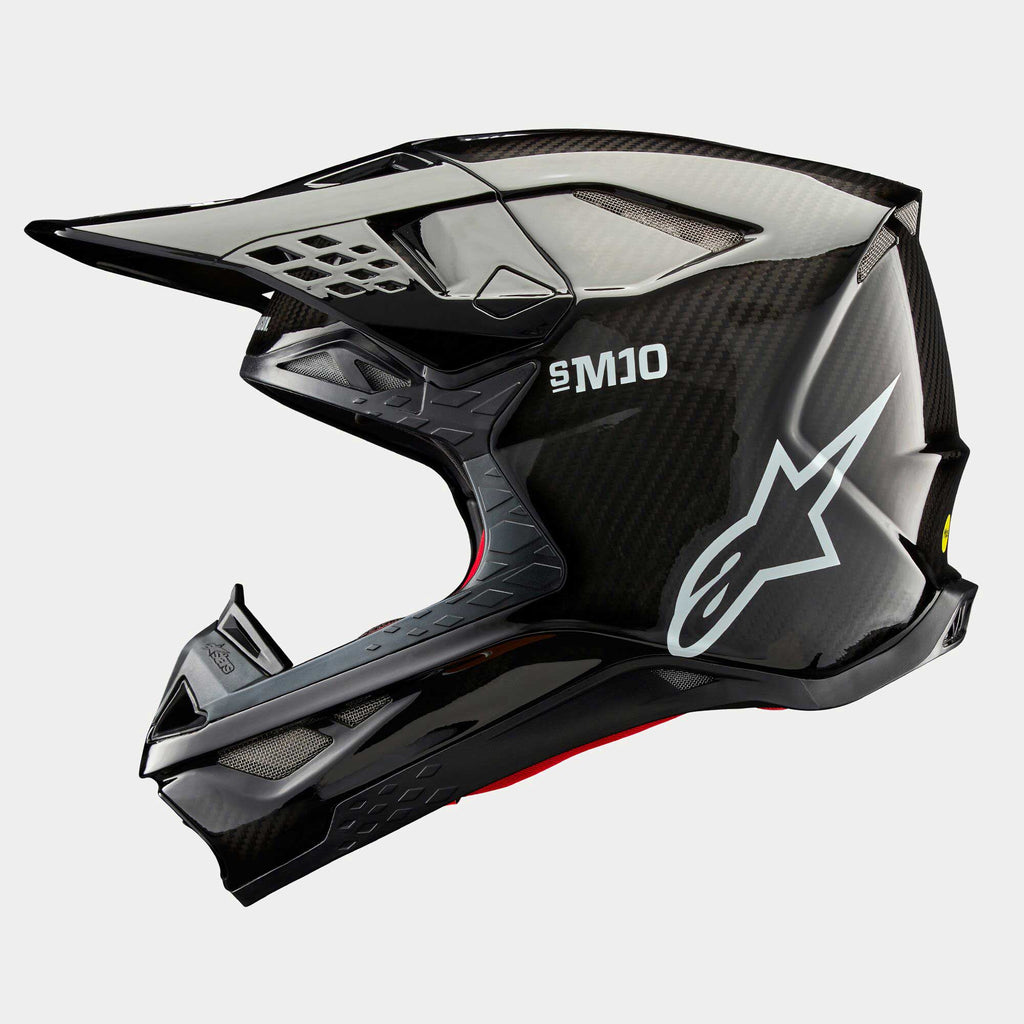 Alpinestars S-M10 MX Helmet - PLAIN (Gloss Black Carbon)