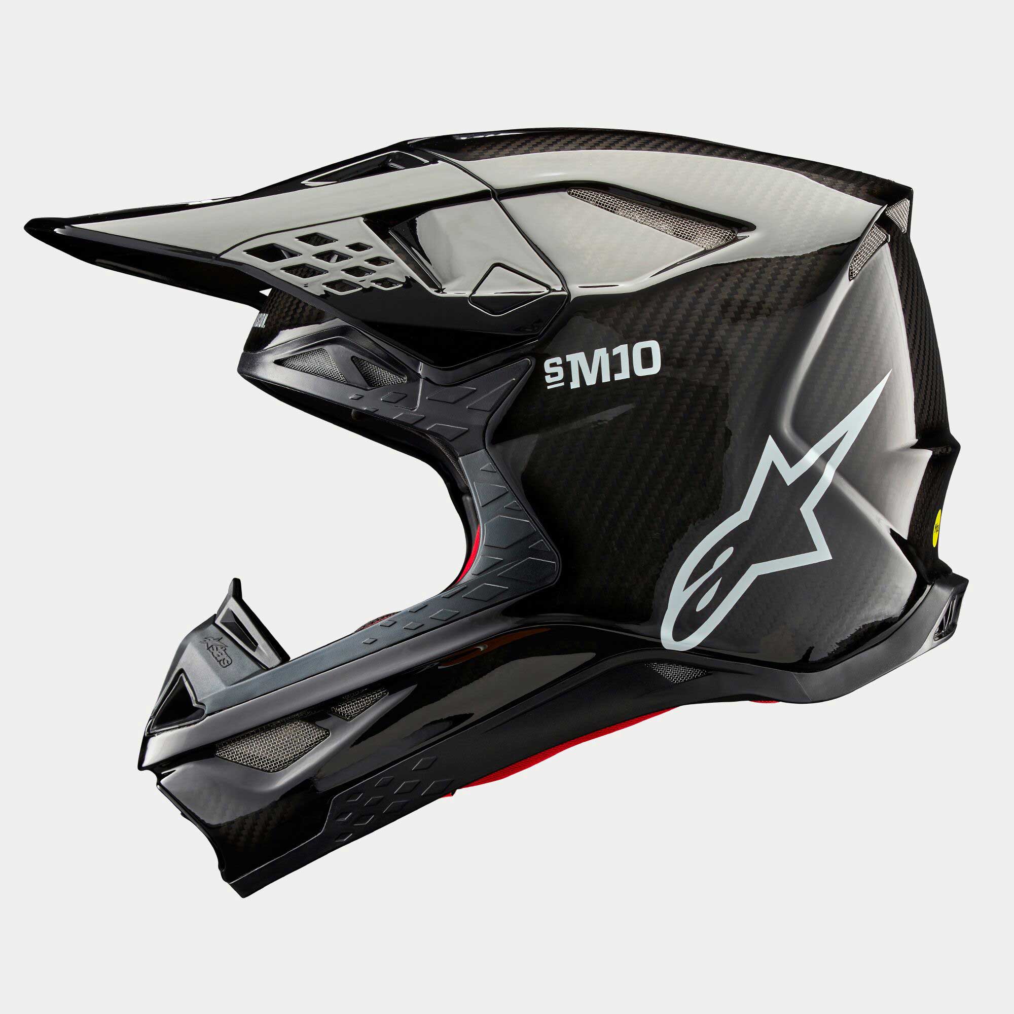 Alpinestars S-M10 MX Helmet - PLAIN (Gloss Black Carbon)
