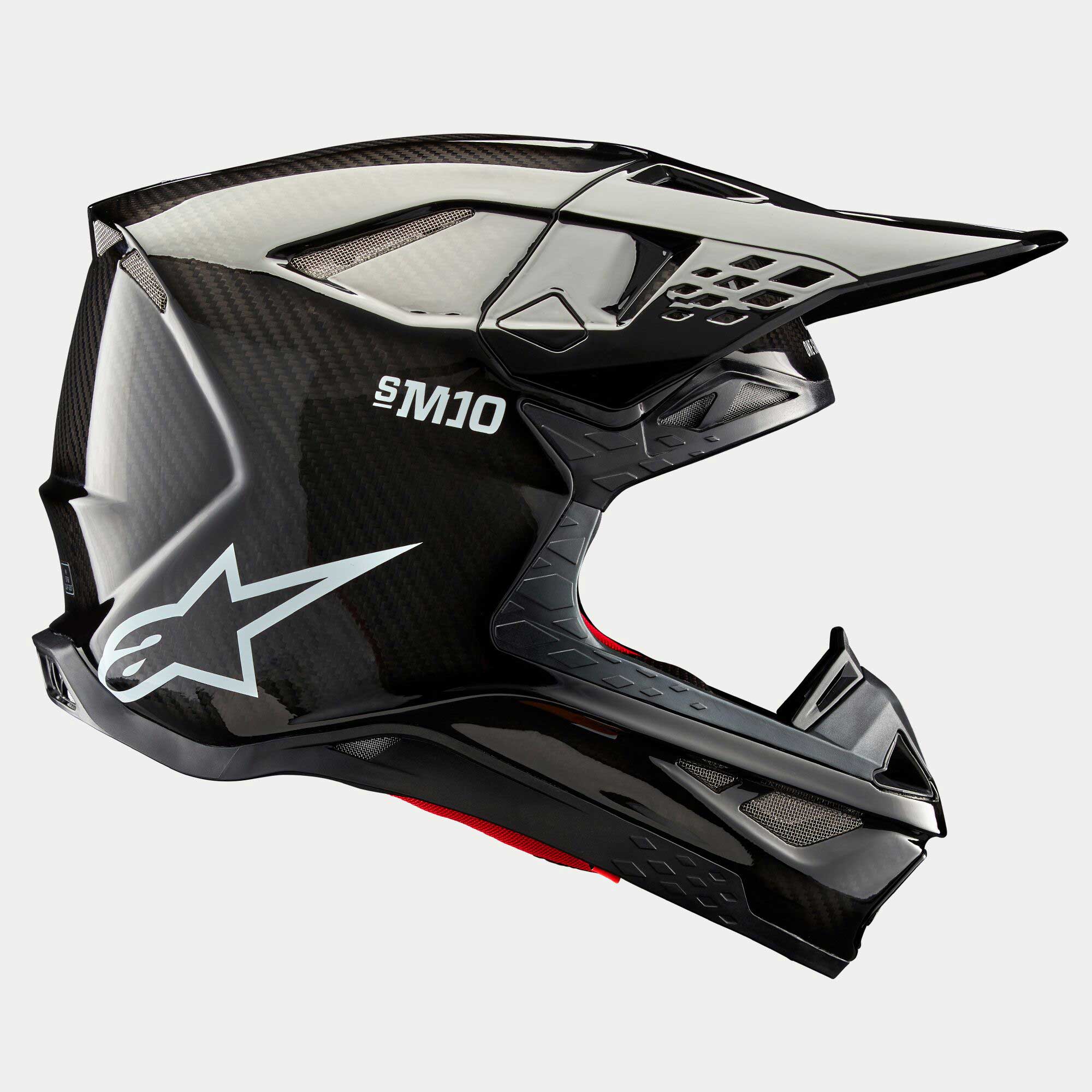 Alpinestars S-M10 MX Helmet - PLAIN (Gloss Black Carbon)