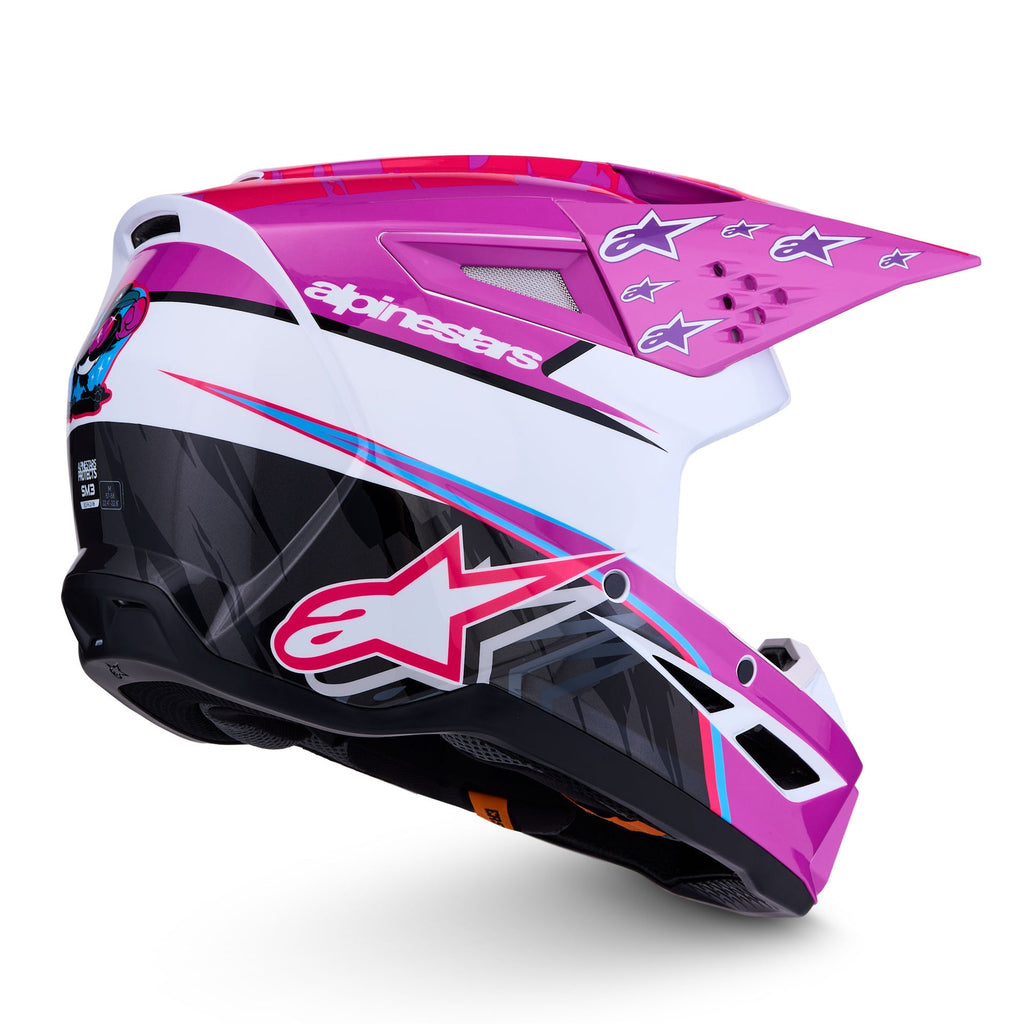 Alpinestars S-M3 FALCON MX Helmet (Purple/White/Black/Pink Fluo)