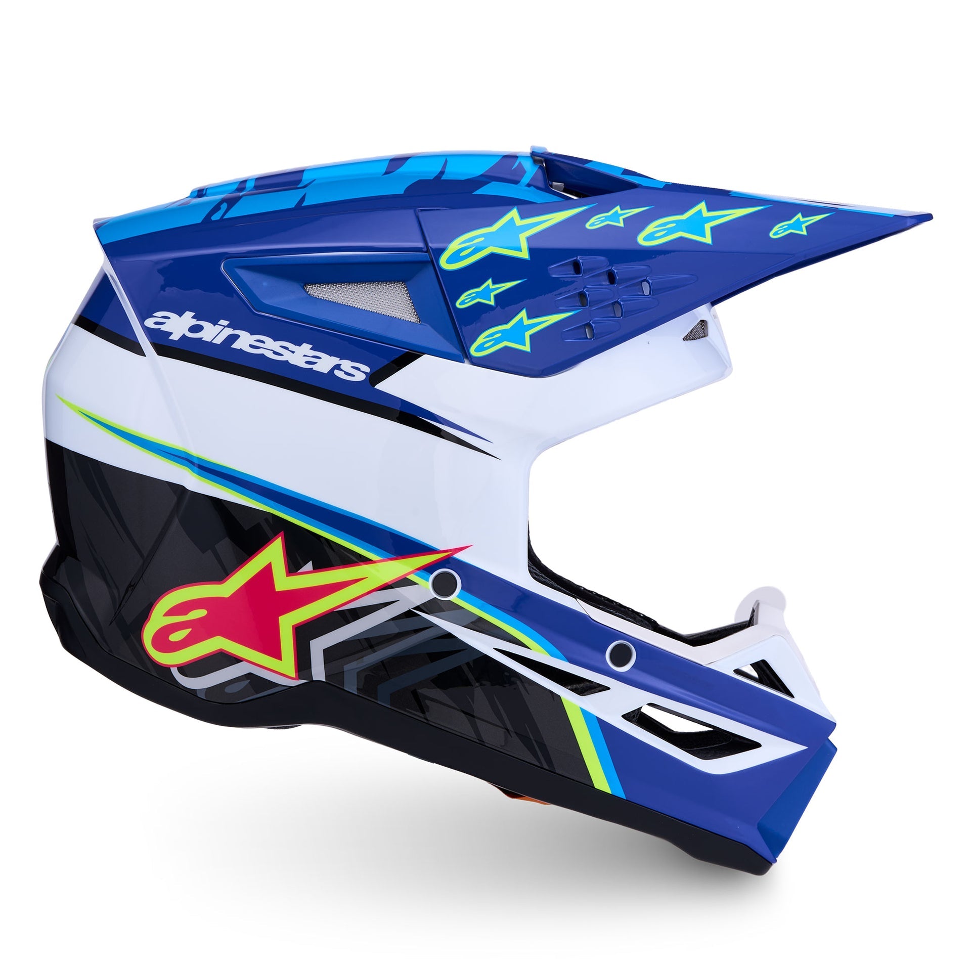 Alpinestars S-M3 FALCON MX Helmet (Blue/White/Black/Yellow Fluo)