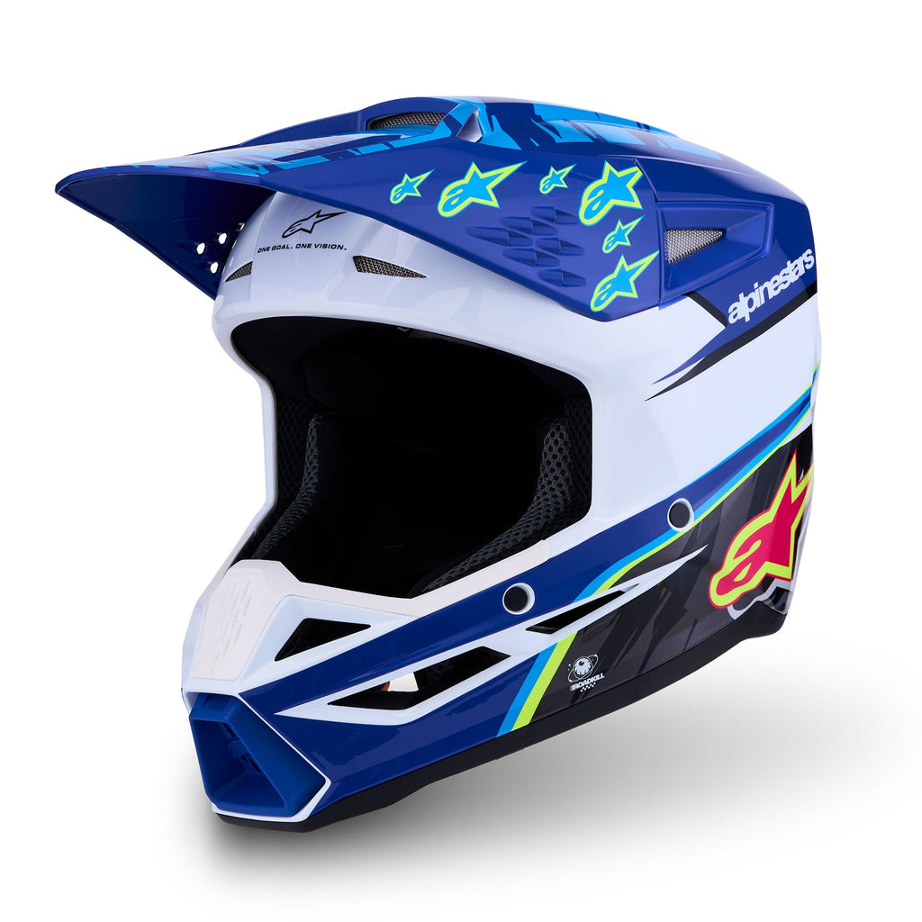 Alpinestars Youth S-M3 FALCON MX Helmet (Blue/White/Black/Yellow Fluo)