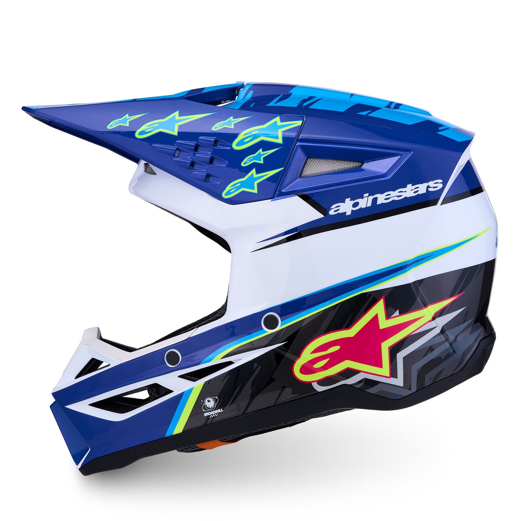 Alpinestars Youth S-M3 FALCON MX Helmet (Blue/White/Black/Yellow Fluo)