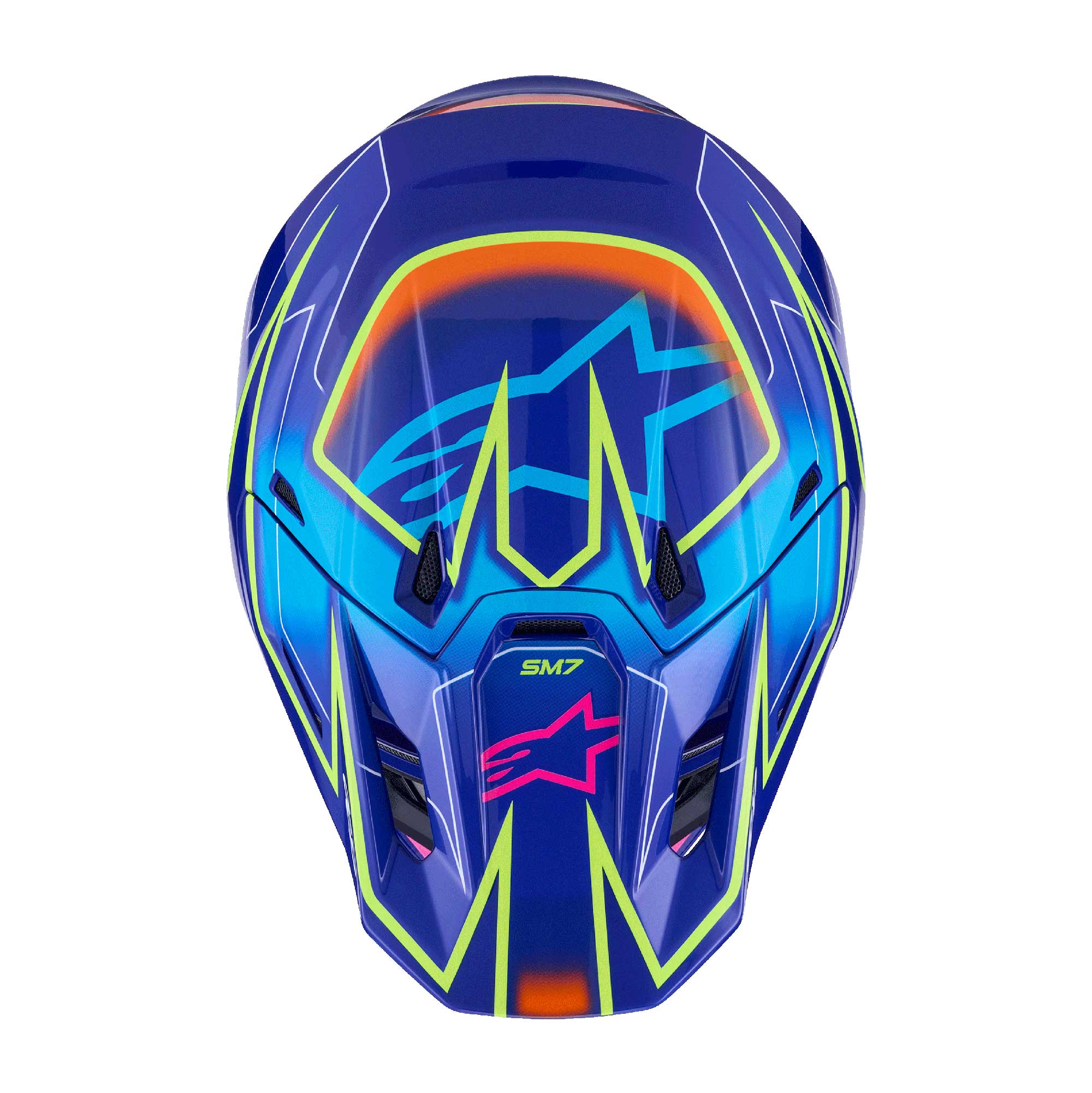 Alpinestars S-M7 CAST MX | Enduro Helmet (Blue/Pink/Yellow Fluo Gloss)