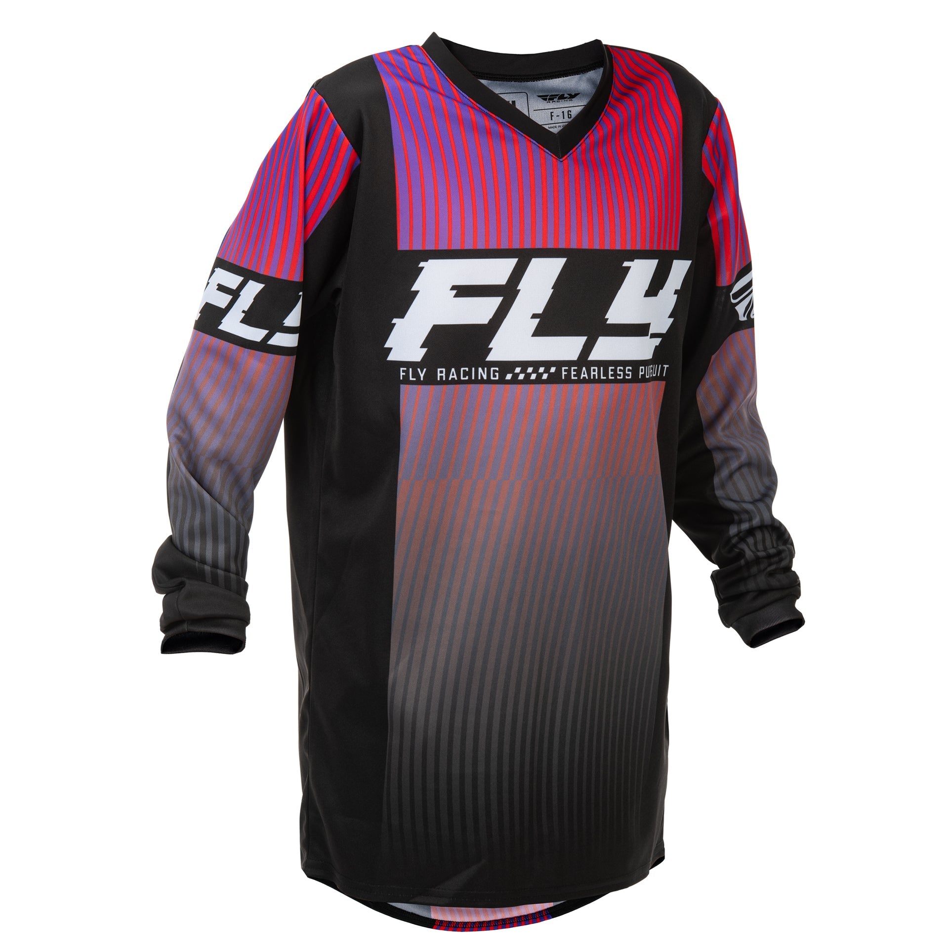 FLY Youth MX Jersey & Pant Kit Deal - F-16 (Black/Red/Purple) YL/Y26"