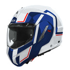 Airoh Mathisse 2 Genius Motorcycle Touring Flip Over Helmet (White/Blue/Red)