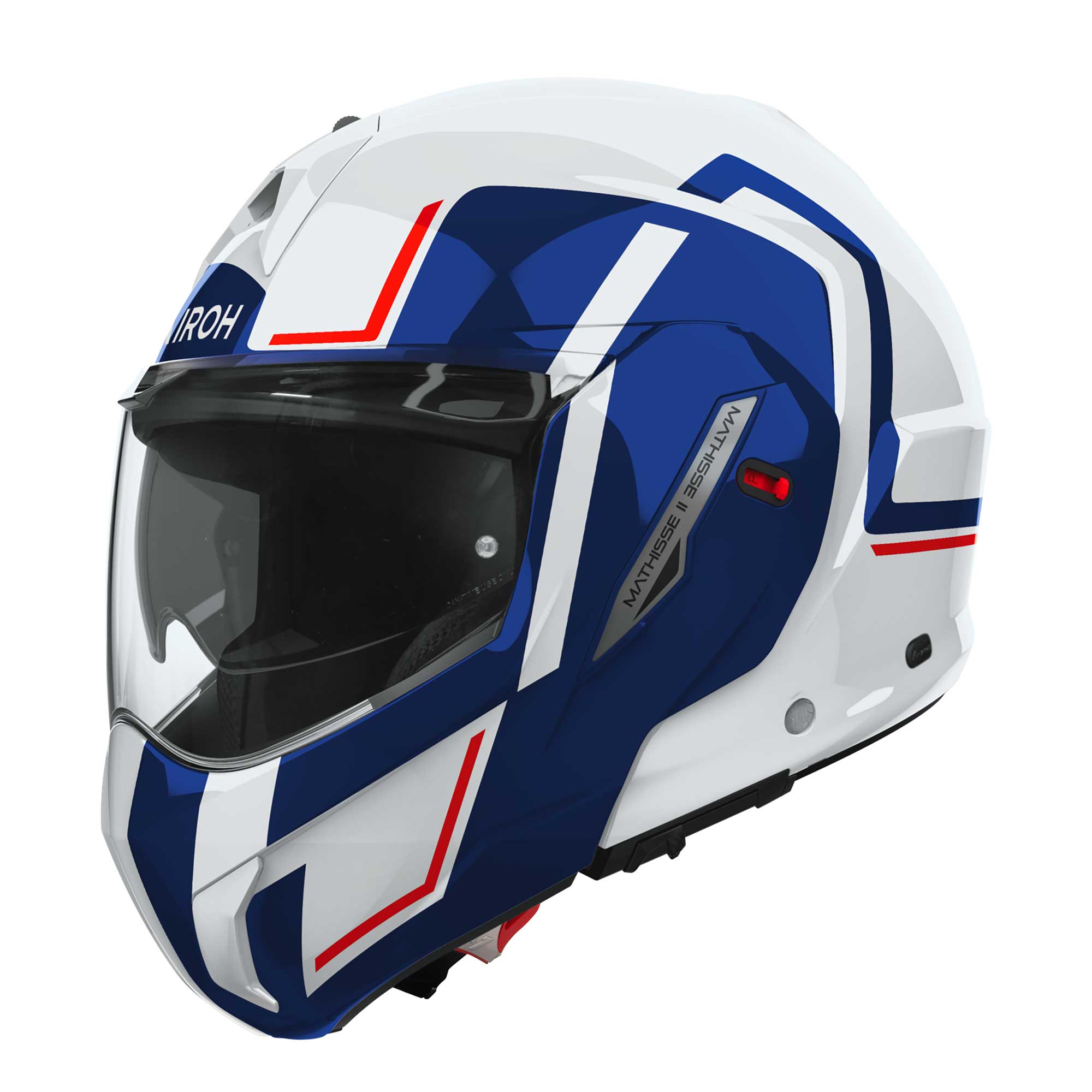 Airoh Mathisse 2 Genius Motorcycle Touring Flip Over Helmet (White/Blue/Red)