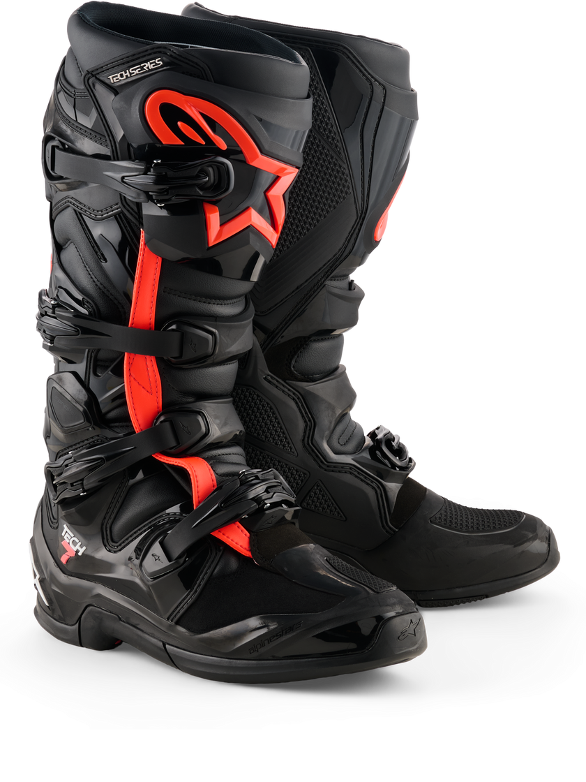 Alpinestars MX Boots - Tech 7 **NEW Model** (Black/Red Fluo)