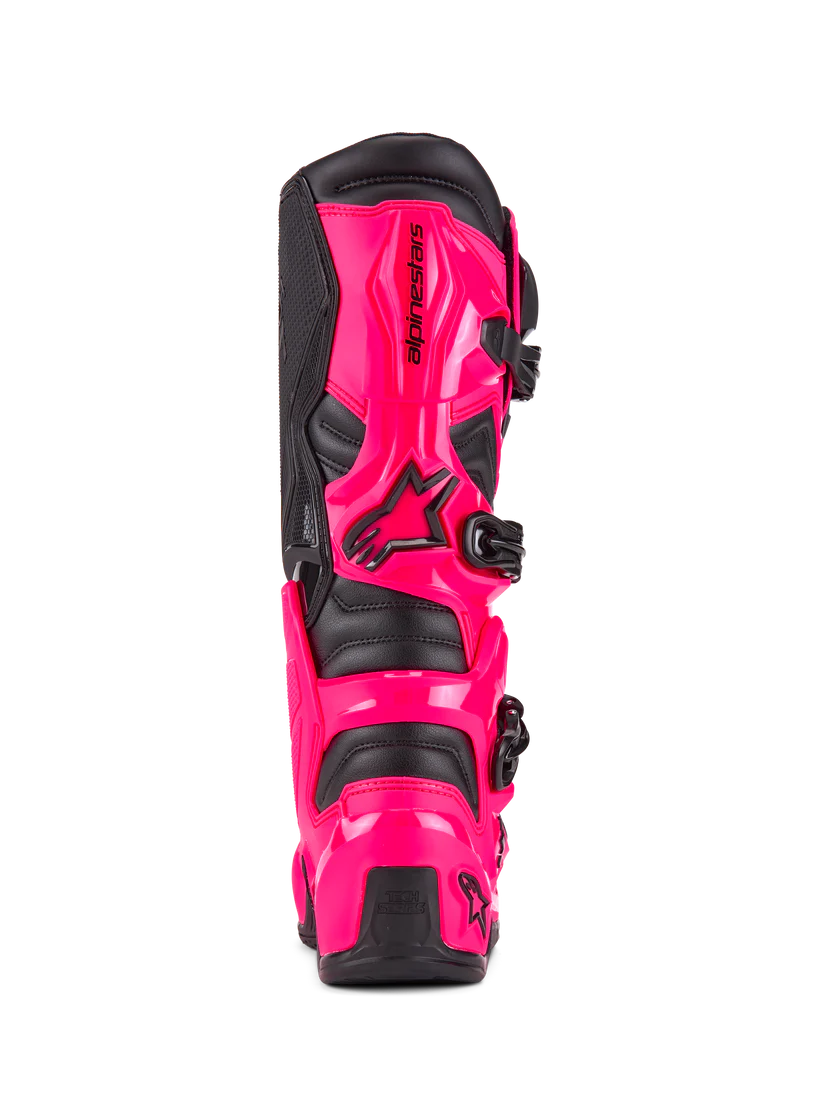 Alpinestars Tech 7 Boots in Diva Pink offset with black and a white logo