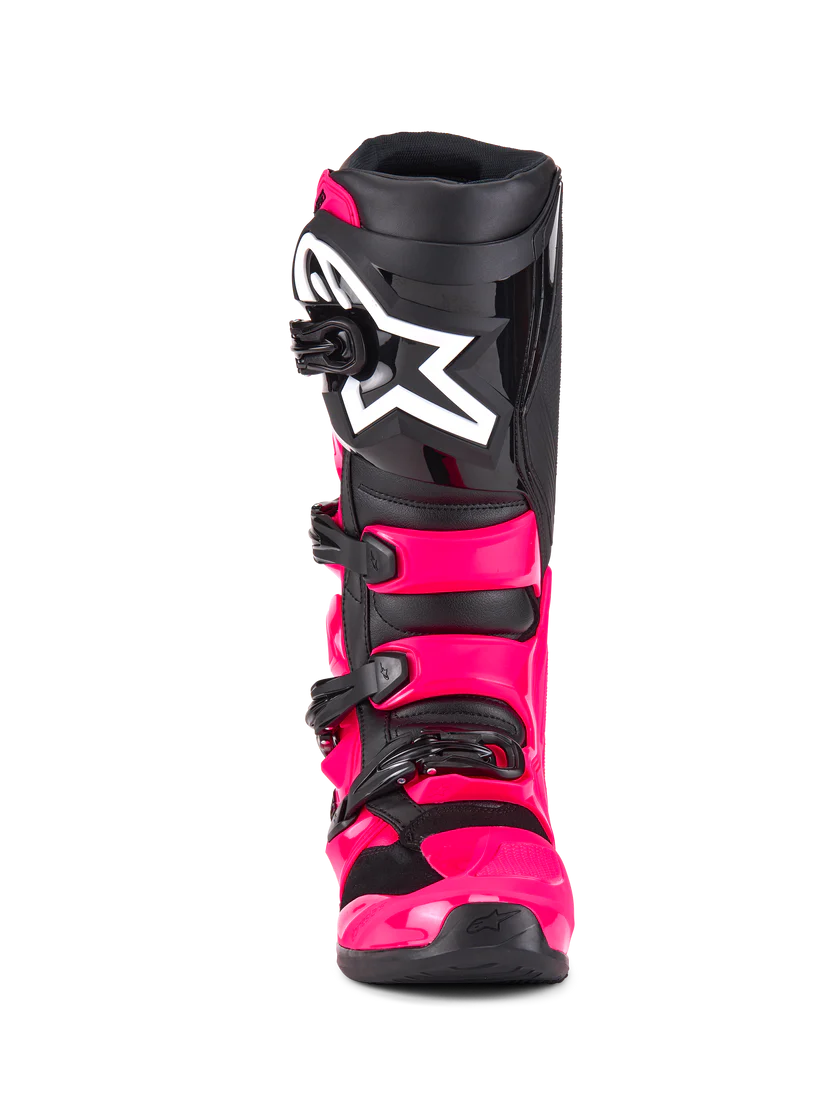 Alpinestars Tech 7 Boots in Diva Pink offset with black and a white logo