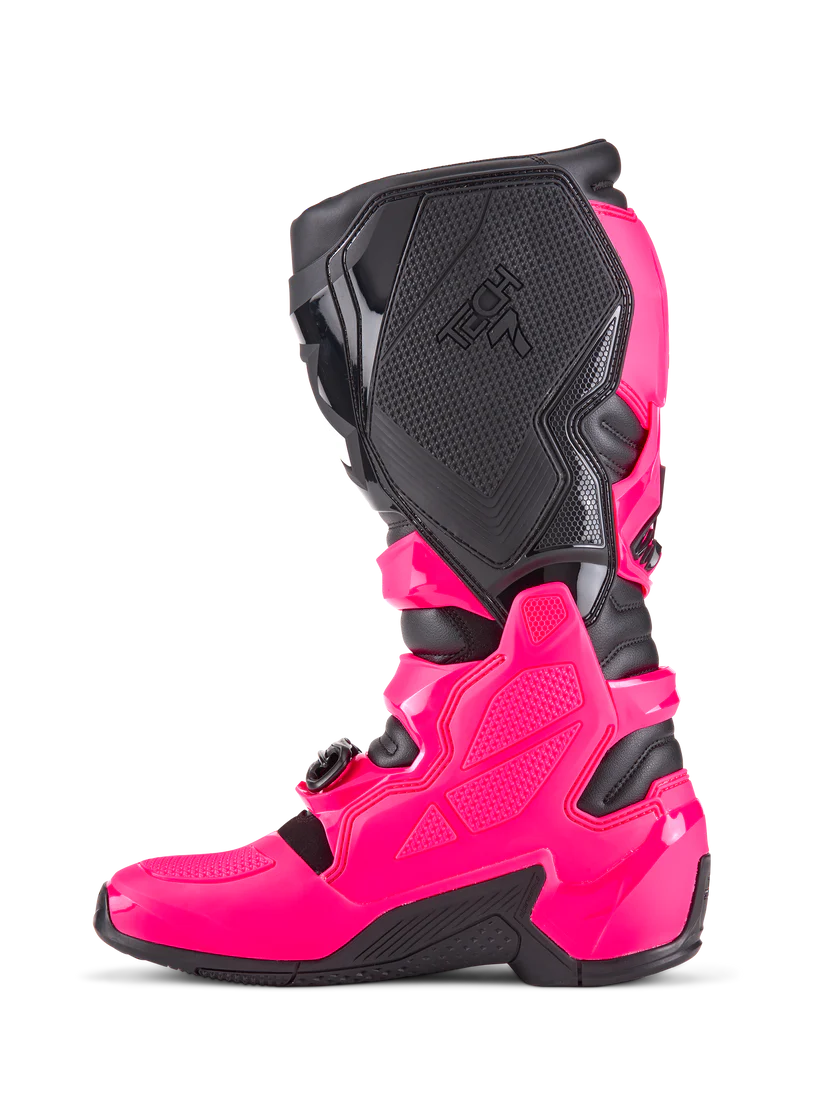 Alpinestars Tech 7 Boots in Diva Pink offset with black and a white logo