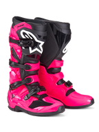 Alpinestars Tech 7 Boots in Diva Pink offset with black and a white logo