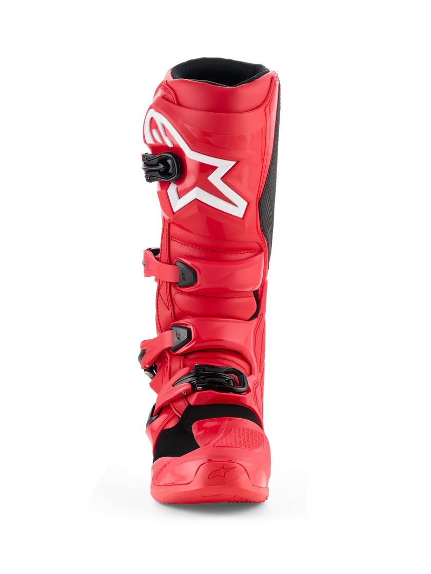 Alpinestars MX Tech 7 Boots in Red with a White Logo from the front