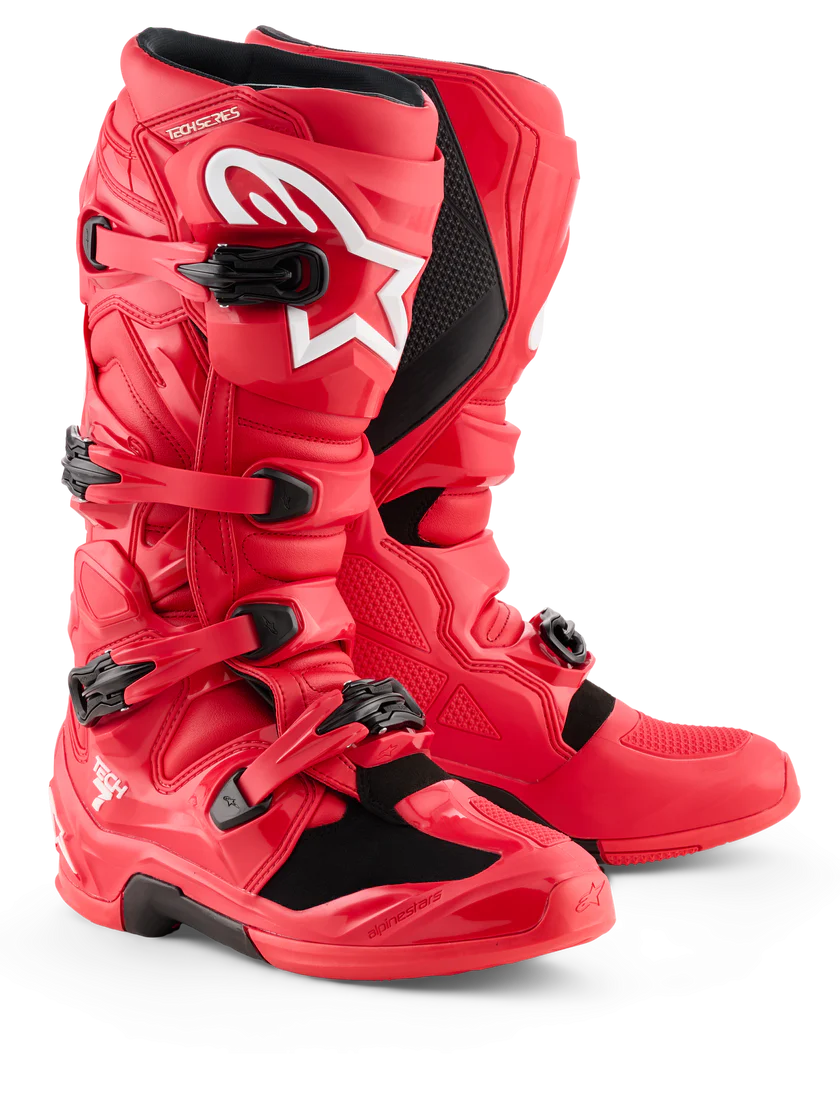 Alpinestars MX Tech 7 Boots in Red with a White Logo