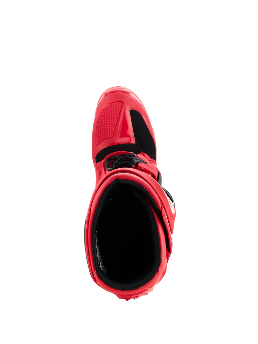 Alpinestars MX Tech 7 Boots in Red with a White Logo from above looking down