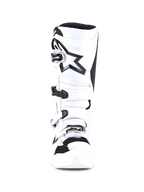White motocross boot with black star logo on a white background