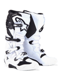 White and black motocross boots on a white background