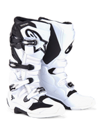 White and black motocross boots on a white background