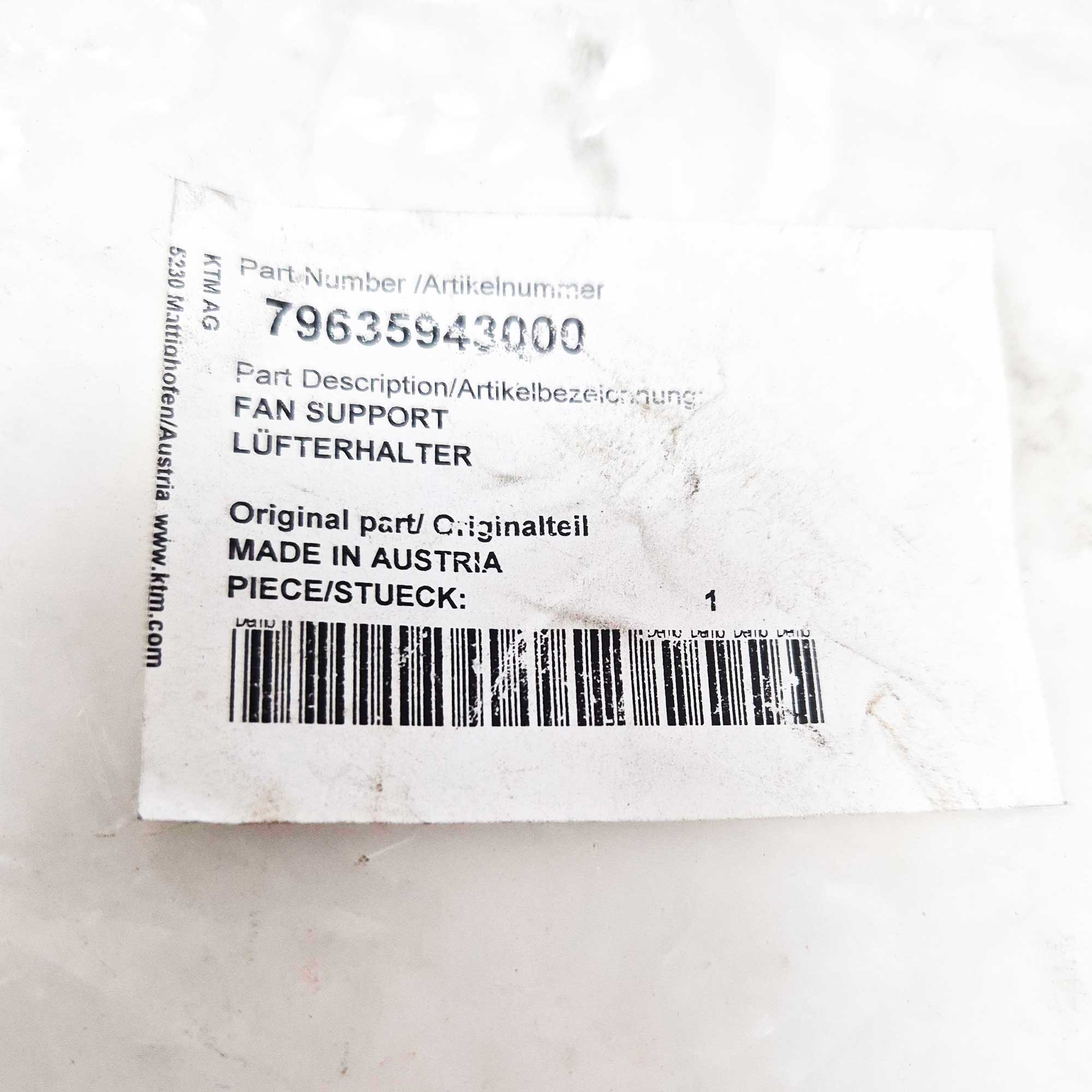 KTM Genuine Part - Fan Bracket (EXC-F250/350 17-23) - K79635943000