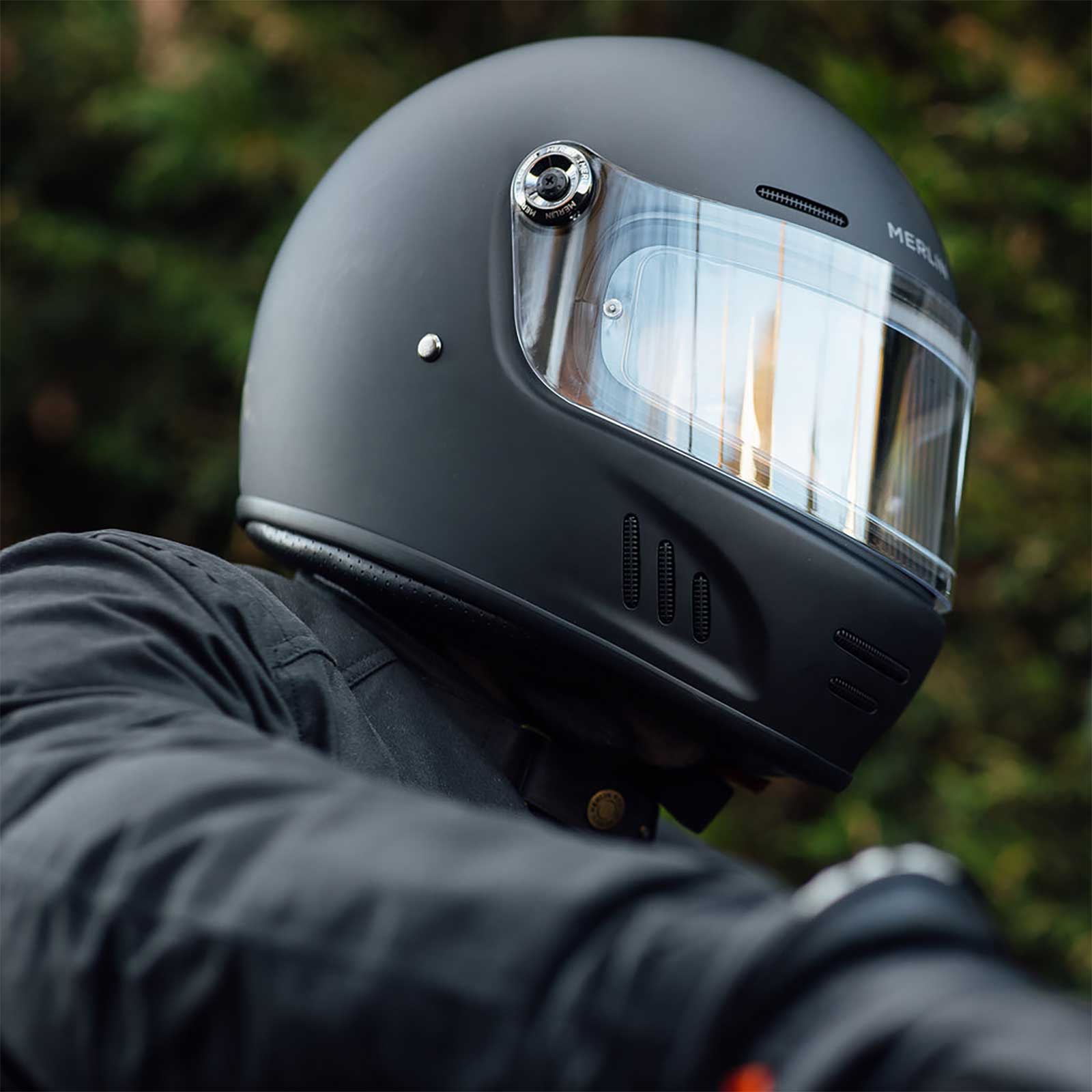 Merlin Revival Full Face Urban Motorcycle Helmet (Matt Black)