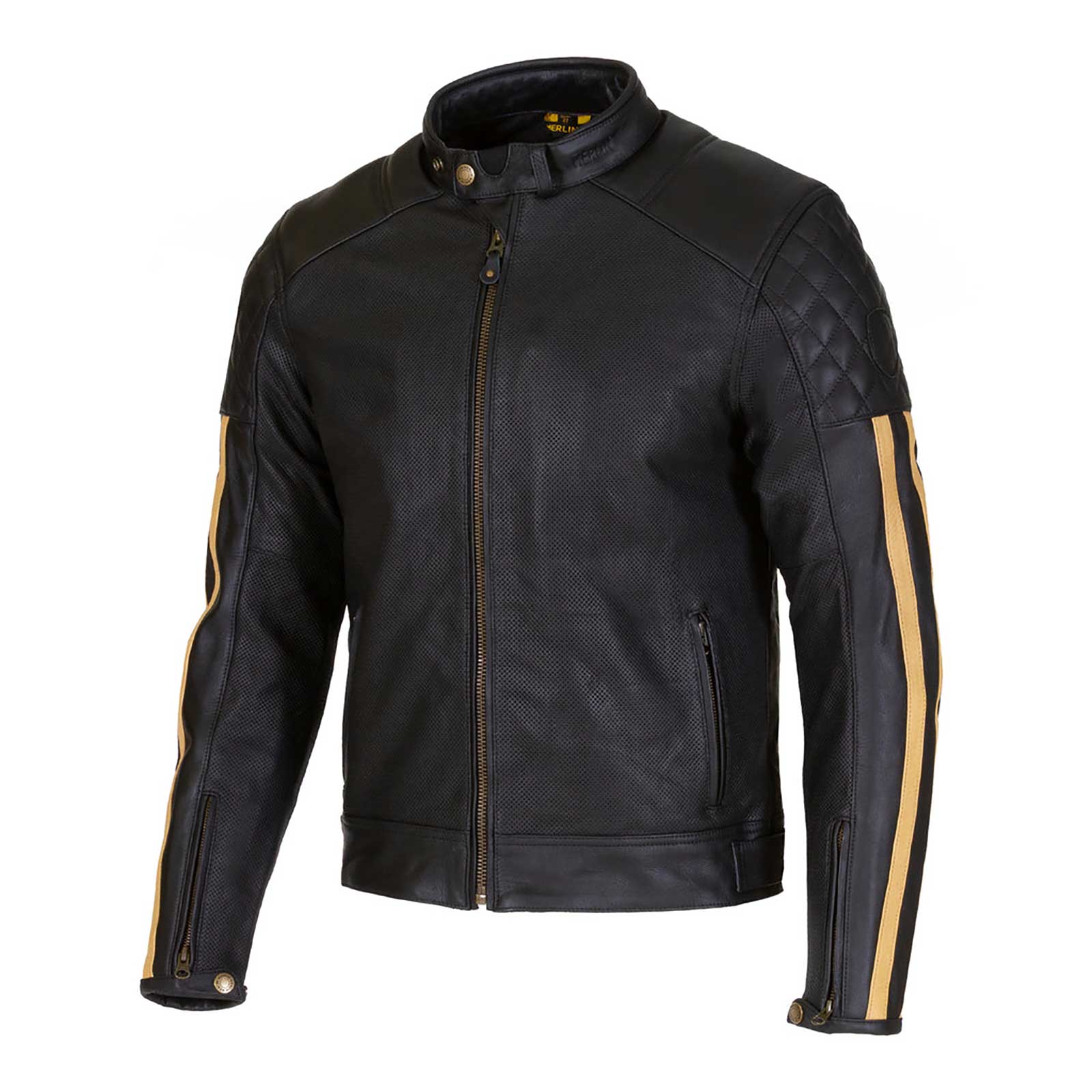Merlin Icon D3O Motorcycle Leather Jacket AAA (Black/Gold)